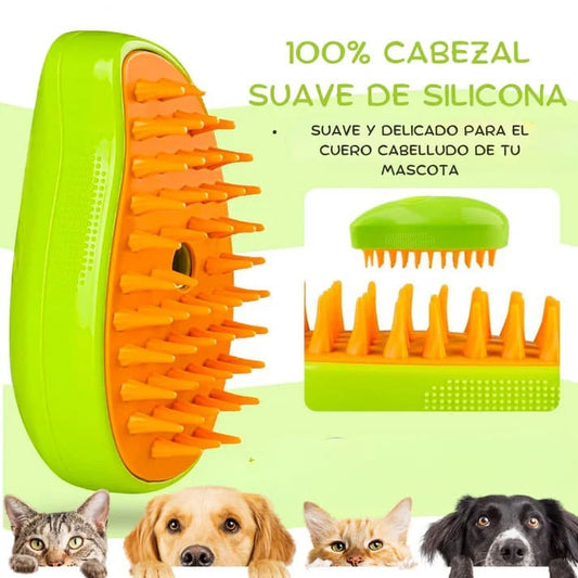 Cepillo vaporizador  3 en 1 para Mascotas